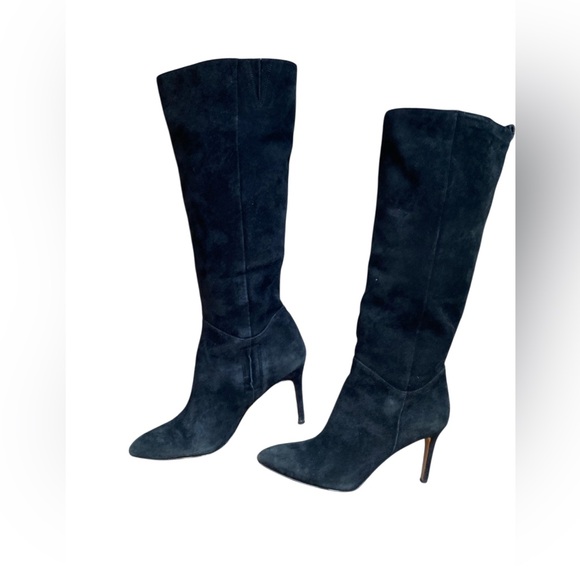 SAM EDELMAN BLACK SUEDE KNEE HIGH STILETTO POINTY TOE 7.5 - Picture 4 of 8